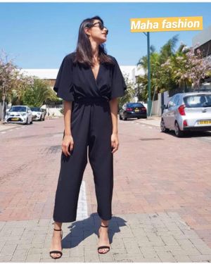 MahaFashion מכנסיים אברול שחור 